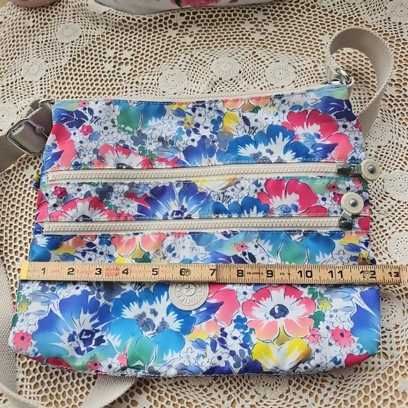 Kipling Alvar Crossbody Indigo/Bloom 4 Zipper - Picture 10 of 11